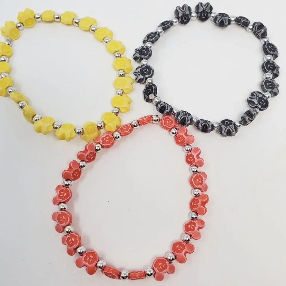 Disney Mickey and Minnie Mouse Beaded Bracelet Set